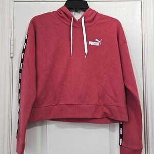 Puma Power Cropped Hoodie Relaxed Fit Mauvewood Pink Size S - NWT